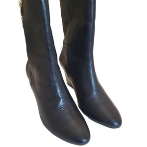 Kate Spade Volte Wedge Heel Bootie Womens Size 8M Black Midcalf